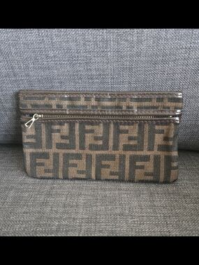 Fendi Brown Monogram Wallet with Front Zip